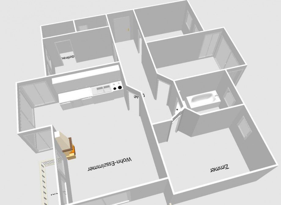 Grundriss 3D Wohnung 4 Etagenwohnung Schweich