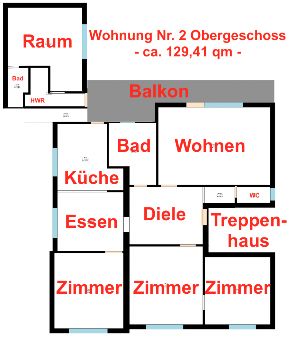 Grundriss OG (nicht Ma�stabsgetreu) Haus Trier